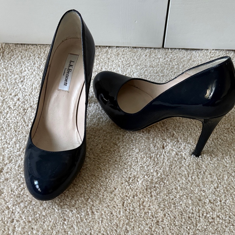 LK Bennett Navy Patent Leather Heels